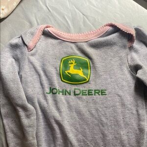John Deere Gray and Pink Baby Outfit